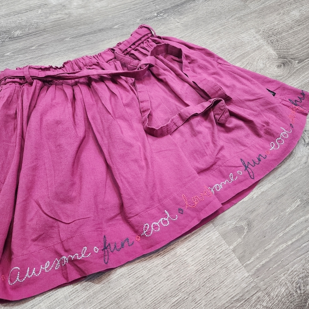 POLARN O. PYRET 100% Cotton Embroidered Skirt Pink / Purple Girls 10 - 12 Years
